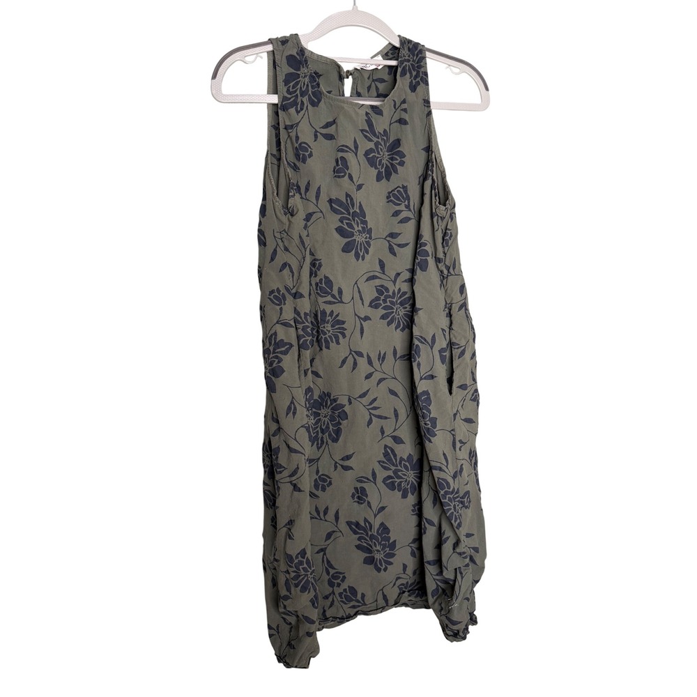 AMICI by Baci green floral print midi dress sleeveless Tropical beach cotton
